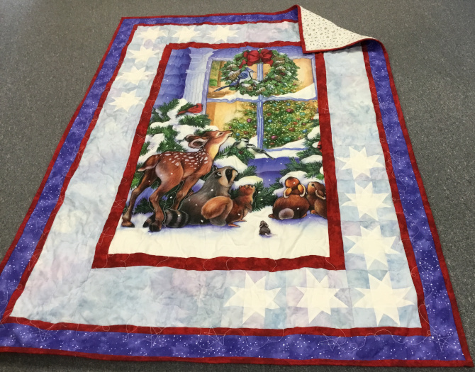Christmas animals panel quilt #6-1338